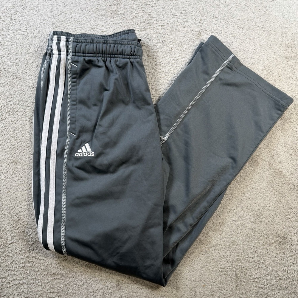 Adidas Track Pants Mens Medium Grey Drawstring Zip Ankle Active Gym Pocket